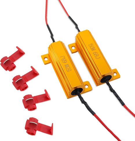 2 PCS 50 W 6 Ohm Load Resistor, Fast Heat Dissipation Resistor, Repair LED Bulb Fast Overclocking Flicker Error Code Repair Accessories, for Most Cars Trucks (Gold) in Kuwait