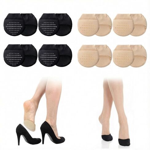 Cuffbow 8 Pairs Women toe socks for heels Ball of Foot Cushion Socks Toe Cover with Padding Non Slip Pain Relief Half Foot Cover in Saudi Arabia
