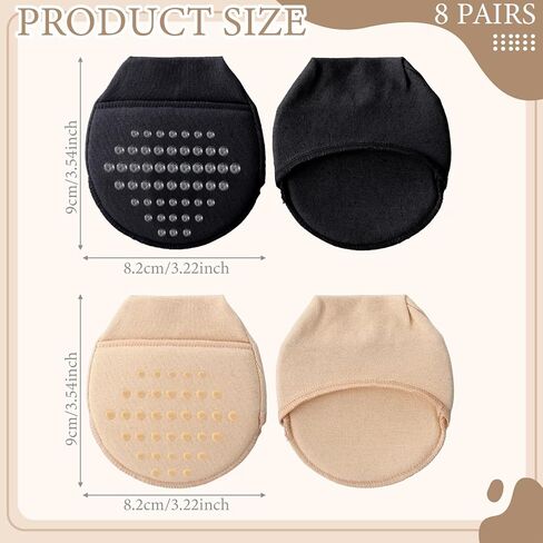 Cuffbow 8 Pairs Women toe socks for heels Ball of Foot Cushion Socks Toe Cover with Padding Non Slip Pain Relief Half Foot Cover in Saudi Arabia