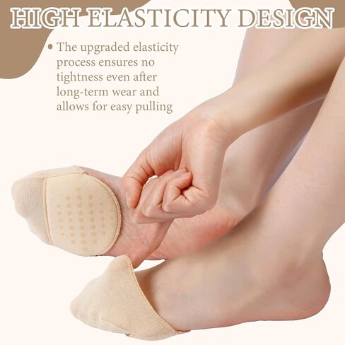 Cuffbow 8 Pairs Women toe socks for heels Ball of Foot Cushion Socks Toe Cover with Padding Non Slip Pain Relief Half Foot Cover in Saudi Arabia