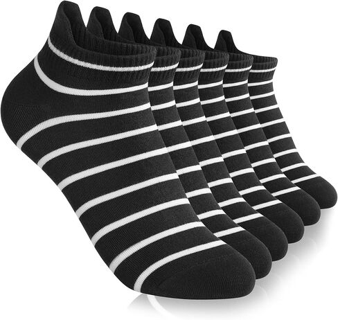 جوارب SIONCY النسائية القطنية المخططة منخفضة القطع للكاحل، مسامية، كاجوال، 6 أزواج in Kuwait