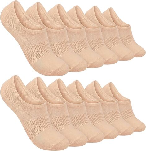 جوارب SIXDAYSOX No Show للسيدات، 6 أزواج من الجوارب القطنية ذات القطع المنخفضة غير القابلة للانزلاق للبطانات المسطحة غير المرئية مقاس 5-7/7-9 in Kuwait