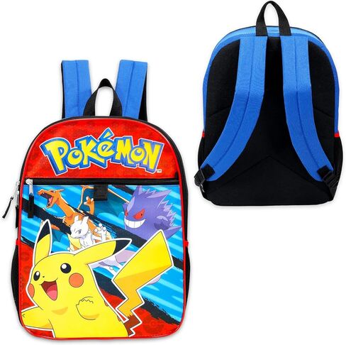 Pokemon Backpack Set - Bundle with 16" Pikachu Backpack, Utility Case, Pencil Holder, Water Bottle, Stickers, More | Pokemon School Bag Set for Kids, Boys, Girls in Saudi Arabia