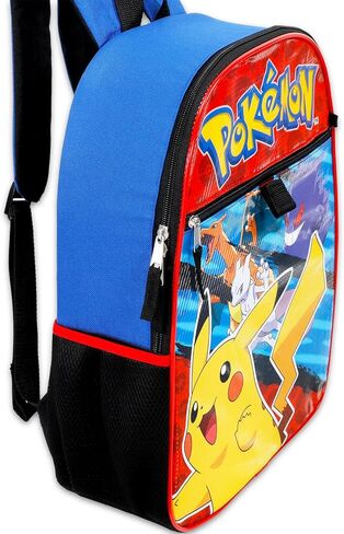 Pokemon Backpack Set - Bundle with 16" Pikachu Backpack, Utility Case, Pencil Holder, Water Bottle, Stickers, More | Pokemon School Bag Set for Kids, Boys, Girls in Saudi Arabia