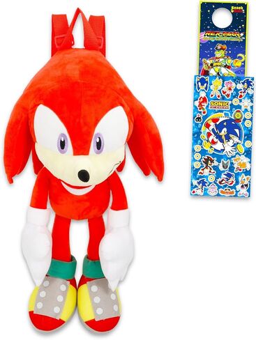 Sonic The Hedgehog Knuckles The Echidna Plushie Backpack Set - Bundle with 18" Knuckles Plush Doll with Carrying Straps Plus Stickers, More Gifts for Kids, Boys in Saudi Arabia