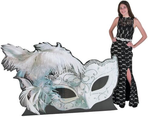 Fun Express Masquerade Ball Decorations Life Size Cardboard Cutout - 72" x 45" Giant Mask Standee for Party Photo Booth Props | Perfect for Prom, Wedding & Formal Event Decor in Saudi Arabia