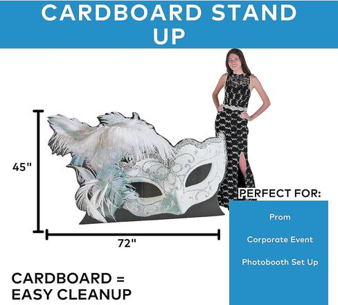 Fun Express Masquerade Ball Decorations Life Size Cardboard Cutout - 72" x 45" Giant Mask Standee for Party Photo Booth Props | Perfect for Prom, Wedding & Formal Event Decor in Saudi Arabia