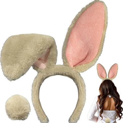 KHC-KHF Easter-Headband Bunny-Headbands Halloween Plush Rabbit Ear Costume Bunny Headband Tail Accessories Party Makeup Birthday Favors s Adult Headwear in Kuwait