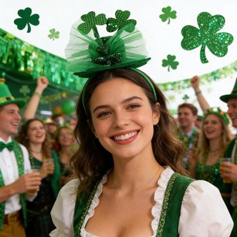 St Patrick's Day Sequin Headband, Green Holiday Hair Accessory for Women, Festive Party Wear in Saudi Arabia
