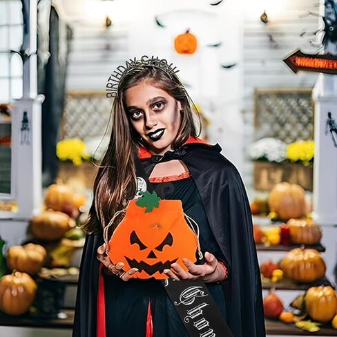 CUBACO Birthday Ghoul Sash and Headband for Women, Halloween Party Decorations Goth Emo Accessories Spooky Gifts Horror Decor Nightmare before Christmas Costumes Girl Birthday Halloween Decorations in Kuwait