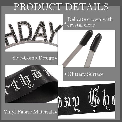 CUBACO Birthday Ghoul Sash and Headband for Women, Halloween Party Decorations Goth Emo Accessories Spooky Gifts Horror Decor Nightmare before Christmas Costumes Girl Birthday Halloween Decorations in Kuwait