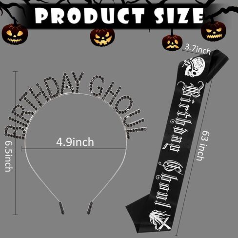 CUBACO Birthday Ghoul Sash and Headband for Women, Halloween Party Decorations Goth Emo Accessories Spooky Gifts Horror Decor Nightmare before Christmas Costumes Girl Birthday Halloween Decorations in Kuwait