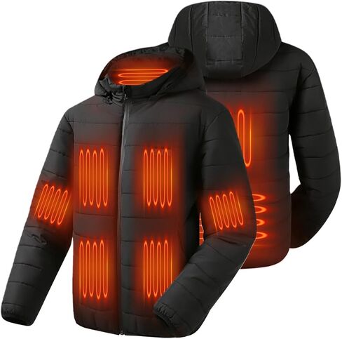 Auxo Unisex Heated Jacket with 20000mAH Battery Pack, Water-resistant Heated Coat for Women and Men with Detachable Hood in Kuwait