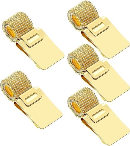 5 قطع من حاملات الأقلام للحافظة، حامل مشبك قلم معدني قابل للتعديل مع حلقة زنبركية قابلة للسحب ملحق حامل أقلام معدني للكمبيوتر المحمول والمكتب المنزلي (ذهبي) in Kuwait