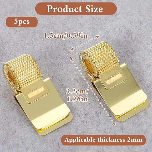 5 قطع من حاملات الأقلام للحافظة، حامل مشبك قلم معدني قابل للتعديل مع حلقة زنبركية قابلة للسحب ملحق حامل أقلام معدني للكمبيوتر المحمول والمكتب المنزلي (ذهبي) in Kuwait