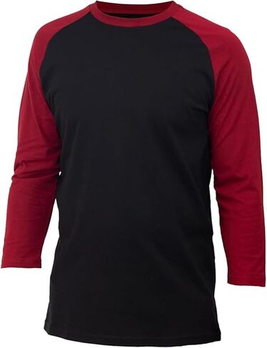 Men's Long Sleeve Athletic Shirt, Color Block Raglan Workout Tee, Crew Neck Activewear Base Layer for Gym Running in Saudi Arabia