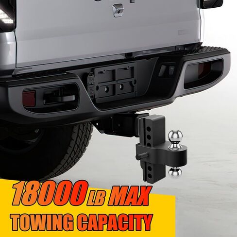 Heavy Duty Adjustable Trailer Hitch for 2" Receiver - 6" Drop & Rise, 12,500 lbs GTW, Class 3/4 Hitch for Trucks, with 3 Anti-Theft Locking Pins | Aluminum Drop Hitch in Saudi Arabia