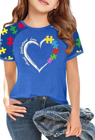 Kids Autism Awareness Shirt for Girls Boys Autism Acceptance Puzzle Short Sleeve Autism Support Gifts Tee Tops in Saudi Arabia