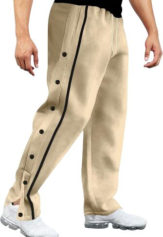 Men's Athletic Basketball Pants High Split Snap Button Casual Sweatpants Jogger with Pockets Casual Workout Trousers in Saudi Arabia