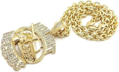 Iced Out No Limit Records Pendant 5mm 18" 20" 24" Link Chain Hip Hop Necklace RC4364 (Gold, 18) in Saudi Arabia