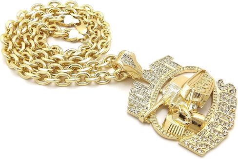 Iced Out No Limit Records Pendant 5mm 18" 20" 24" Link Chain Hip Hop Necklace RC4364 (Gold, 18) in Saudi Arabia