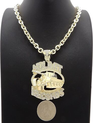 Iced Out No Limit Records Pendant 5mm 18" 20" 24" Link Chain Hip Hop Necklace RC4364 (Gold, 18) in Saudi Arabia