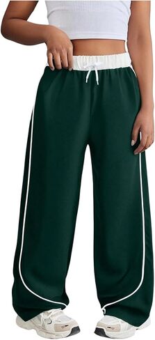 Girl's Baggy Cargo Pants Elastic Waist Wide Leg Trousers Y2k Parachute Pants in Saudi Arabia
