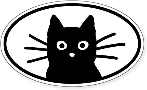 ملصق بيضاوي لوجه القطة السوداء من CafePress ملصق بيضاوي لممتص الصدمات للسيارة in Kuwait