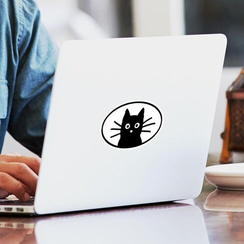 ملصق بيضاوي لوجه القطة السوداء من CafePress ملصق بيضاوي لممتص الصدمات للسيارة in Kuwait