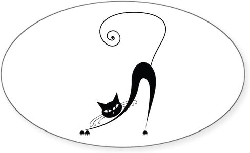 ملصق بيضاوي لوجه القطة السوداء من CafePress ملصق بيضاوي لممتص الصدمات للسيارة in Kuwait
