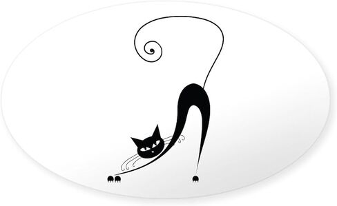 ملصق بيضاوي لوجه القطة السوداء من CafePress ملصق بيضاوي لممتص الصدمات للسيارة in Kuwait