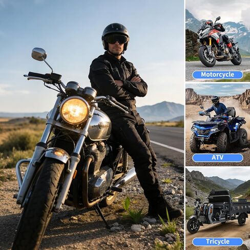 Motorcycle USB Charger, 3-in-1 Fast Charging with USB-A & USB-C + Retractable Type-C Cable, 12–24V Waterproof IP56, LED Voltmeter, Handlebar & Mirror Mount for Motorbike ATV in Saudi Arabia