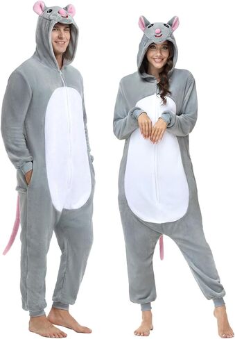 Donkey Onesie Costume Unisex Adult - Grey Hooded Animal Outfit for Halloween, Cosplay, Costume Party in Saudi Arabia