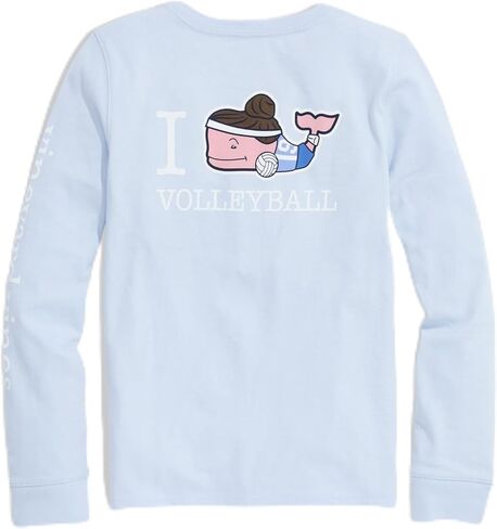 Vineyard Vines Girls' Girls' I Whale Volleyball Long-Sleeve Pocket Tee in Saudi Arabia