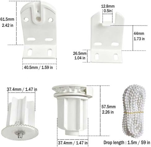 Roller Shade Clutch Kit for 1.5"/38mm Tube, Window Shade Repiar Kit Complete with Metal Brackets, Clutch, Bead Chain, End Plug & Child Safty P-Clip, Curtain Roller Blind Accessories, Heavy Duty in Saudi Arabia