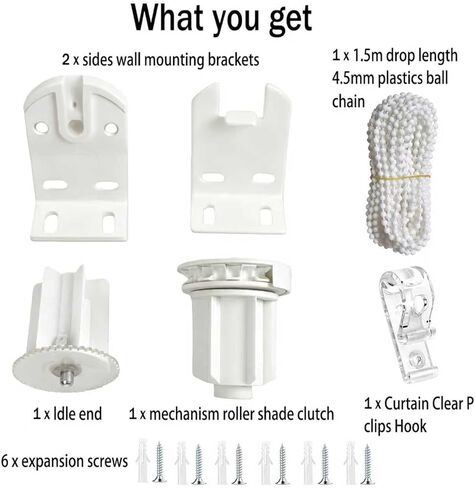 Roller Shade Clutch Kit for 1.5"/38mm Tube, Window Shade Repiar Kit Complete with Metal Brackets, Clutch, Bead Chain, End Plug & Child Safty P-Clip, Curtain Roller Blind Accessories, Heavy Duty in Saudi Arabia