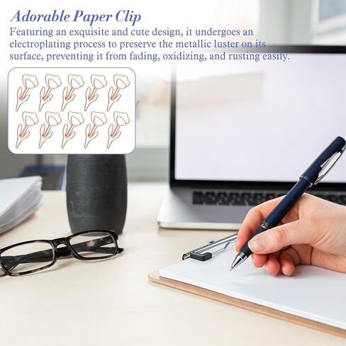 Cute Flower Shaped Paper Clips, 60Pcs Cute Paper Clip, Rose Gold Papers Clip Floral Shape Papers Clips Funny Bookmarks for Office Supplies Wedding Decoration Desk File Organization in Saudi Arabia