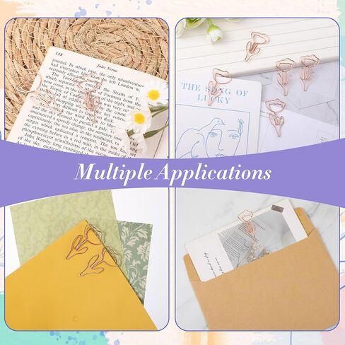 Cute Flower Shaped Paper Clips, 60Pcs Cute Paper Clip, Rose Gold Papers Clip Floral Shape Papers Clips Funny Bookmarks for Office Supplies Wedding Decoration Desk File Organization in Saudi Arabia