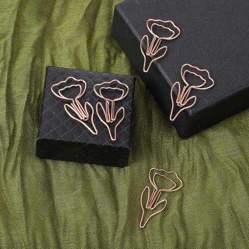 Cute Flower Shaped Paper Clips, 60Pcs Cute Paper Clip, Rose Gold Papers Clip Floral Shape Papers Clips Funny Bookmarks for Office Supplies Wedding Decoration Desk File Organization in Saudi Arabia