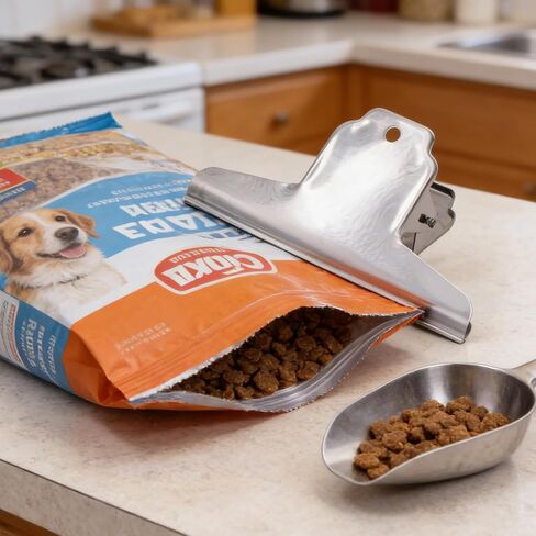 مشبك حقيبة طعام للكلاب كبير جدًا مقاس 6.3 بوصة، مشابك حقيبة كبيرة، مشبك قوي من الفولاذ المقاوم للصدأ للمدرسة والمطبخ والمكتب in Kuwait