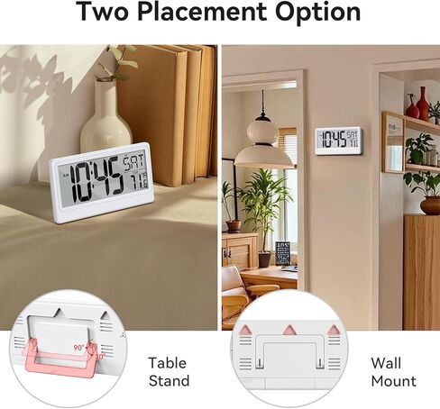 Baldr Digital Clock with Bluetooth Auto Time Sync, No App Required, Large Display Desktop Alarm Clock, Battery Operated, Temperature & Weekday, Wall or Desk Clock for Home Office, White in Kuwait