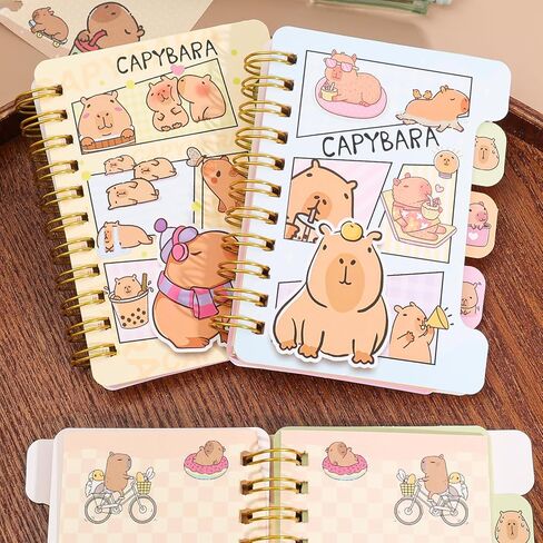 1pc Random Portable Cute Coil Notebook Cartoon Capybara Mini Notepad Diary Agenda Planner Stationery Gift School Supplies in Saudi Arabia