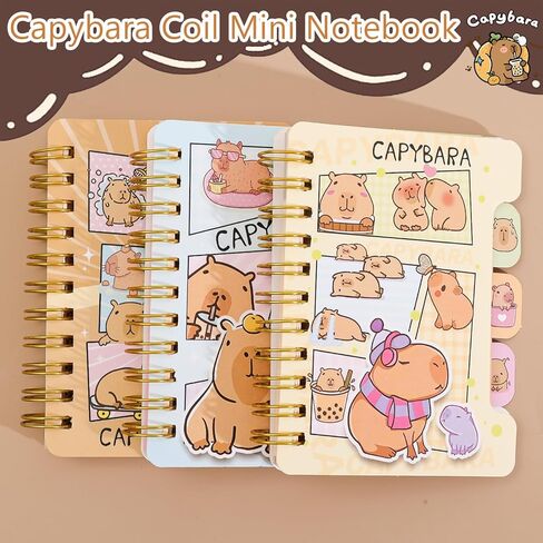 1pc Random Portable Cute Coil Notebook Cartoon Capybara Mini Notepad Diary Agenda Planner Stationery Gift School Supplies in Saudi Arabia