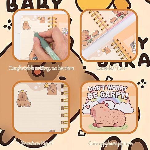 1pc Random Portable Cute Coil Notebook Cartoon Capybara Mini Notepad Diary Agenda Planner Stationery Gift School Supplies in Saudi Arabia