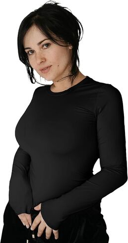 Women's Buttery Soft Shirt, Y2K Sculpted Crewneck Top, Lightweight Fabric in Saudi Arabia