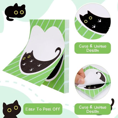 ملاحظات لاصقة على شكل قطة سوداء، 9 وسادات بتصميمات لطيفة، ملاحظات ذاتية اللصق، 3 × 3 بوصات، 50 ورقة/وسادة، لوحة ملاحظات ذاتية اللصق مثالية للمكتب والمدرسة والمنزل in Kuwait