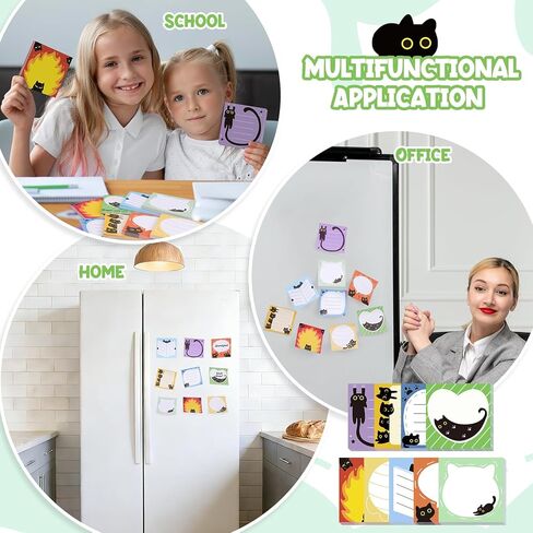 ملاحظات لاصقة على شكل قطة سوداء، 9 وسادات بتصميمات لطيفة، ملاحظات ذاتية اللصق، 3 × 3 بوصات، 50 ورقة/وسادة، لوحة ملاحظات ذاتية اللصق مثالية للمكتب والمدرسة والمنزل in Kuwait