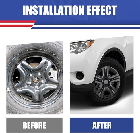 ROXX 4-Pack 17 Inches Wheel Rim Cover Hubcaps,fits for 2013-2018 Toyota RAV4，Redesign Fashion Style Replacement Hubcaps,Car Truck SUV Hub Accessories，Chrome Polish Black in Saudi Arabia