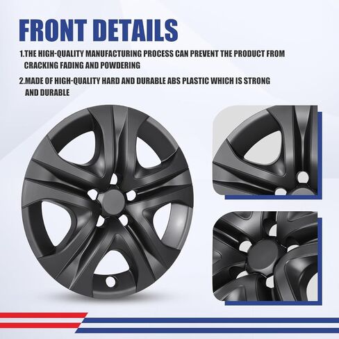 ROXX 4-Pack 17 Inches Wheel Rim Cover Hubcaps,fits for 2013-2018 Toyota RAV4，Redesign Fashion Style Replacement Hubcaps,Car Truck SUV Hub Accessories，Chrome Polish Black in Saudi Arabia