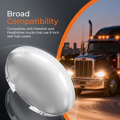 4 Pack Chrome Truck Hub Caps 8 Inch Baby Moon Style Rear Axle Covers Compatible with Peterbilt Freightliner Semi Trucks in Saudi Arabia